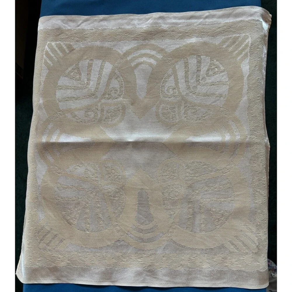 Vintage Set of 8 Peach Damask Linen Dinner Napkins Country 17